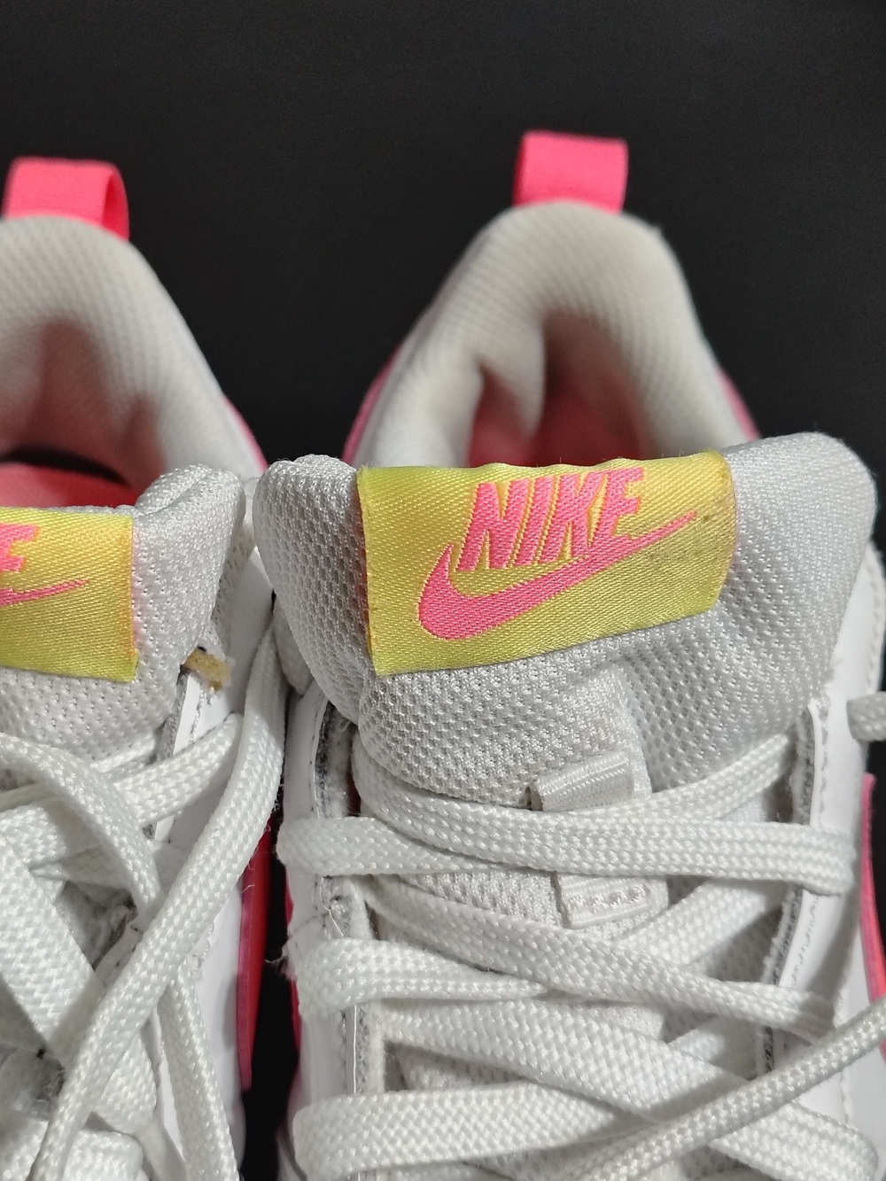 Nike White Low-Top Sneakers with Pink & Yellow Accents - Picture 4 of 9